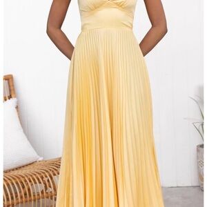 Butter Yellow Pleated Maxi Dress